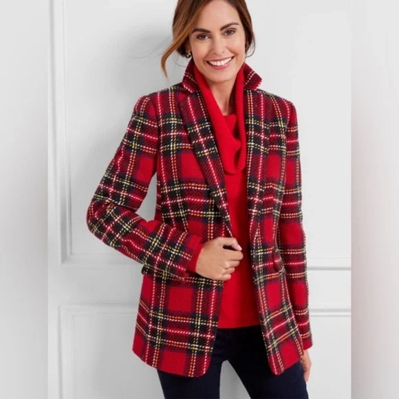 NWT Talbots Snowstorm Holiday Tartan Plaid Wool Jacket Blazer Size 4P 4 Petite - Picture 5 of 6